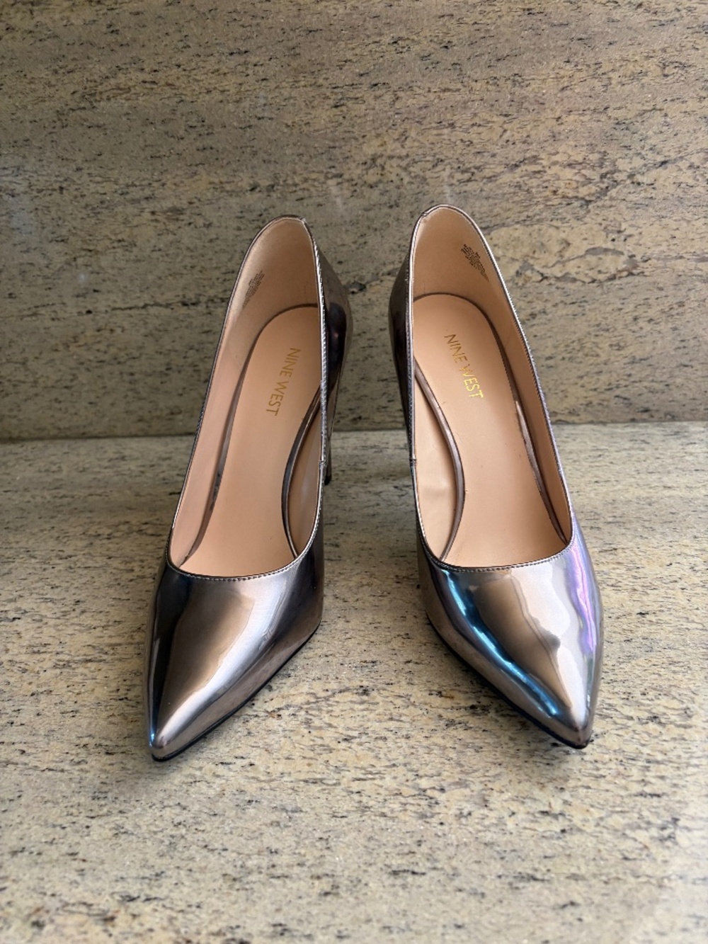 NINE WEST SILVER STILETTOS SIZE 8 M